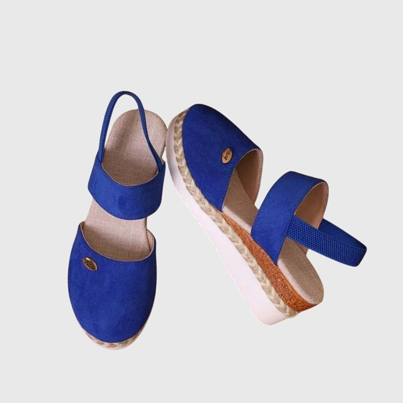 Roberta | Wedge Espadrille Sandals with Slingback and Hook and Loop Closure