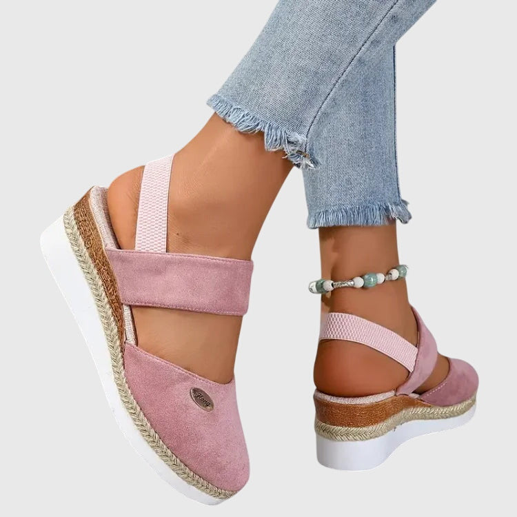 Roberta | Wedge Espadrille Sandals with Slingback and Hook and Loop Closure