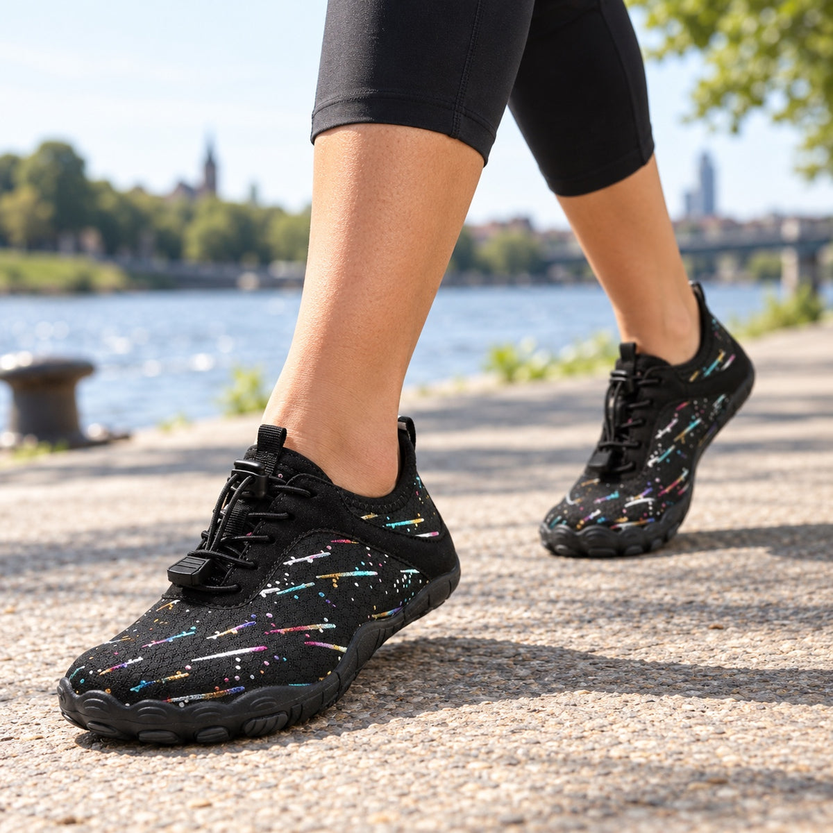 Rodgers – Unisex Barefoot Sneakers, worn on a walk