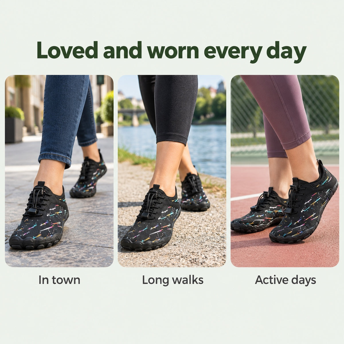 Rodgers – Unisex Barefoot Sneakers, worn every day
