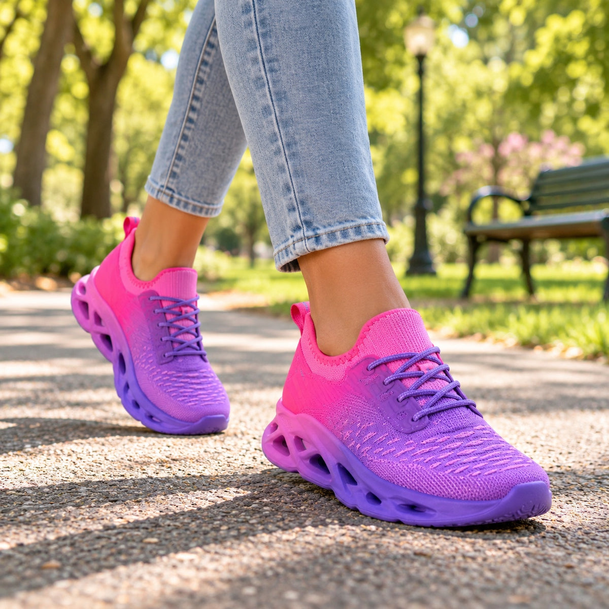 Rosalie – Women's Non-Slip Sneakers, worn on a walk