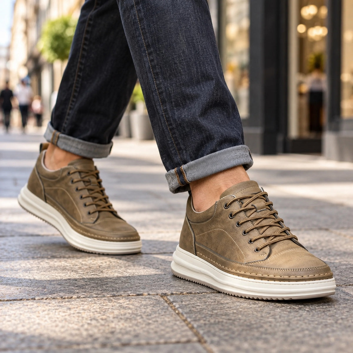 Rudolph – Men's Walking Sneakers, worn on a walk
