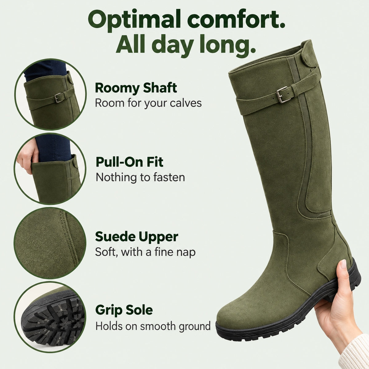 Sarah – Women's Wide Calf Boots, features