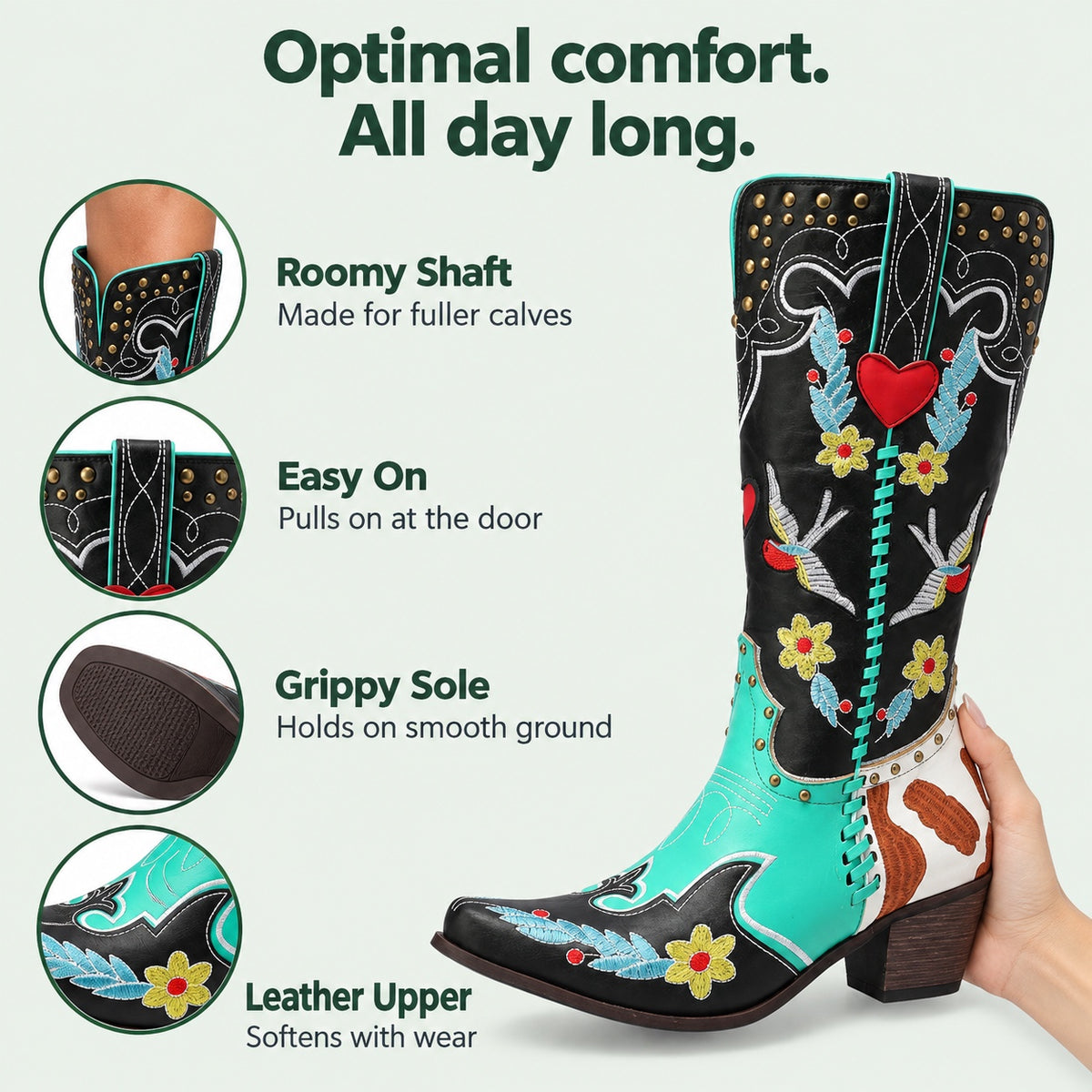 Sharp – Unisex Wide Calf Boots, features