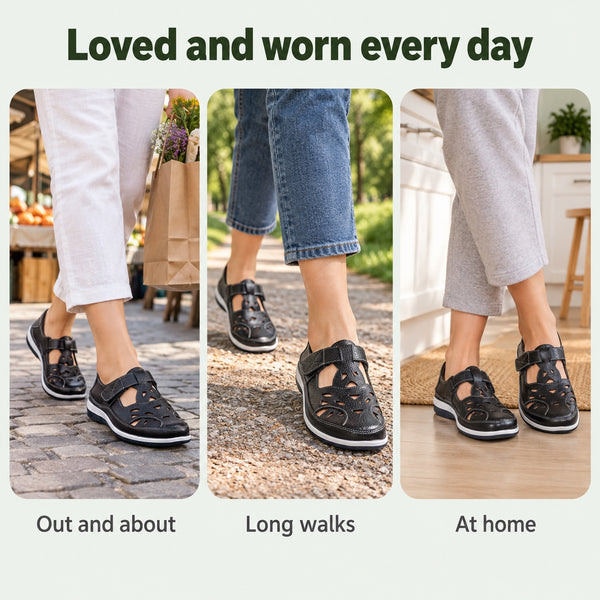 Shaw – Unisex Wide Toe Box Sandals, worn every day