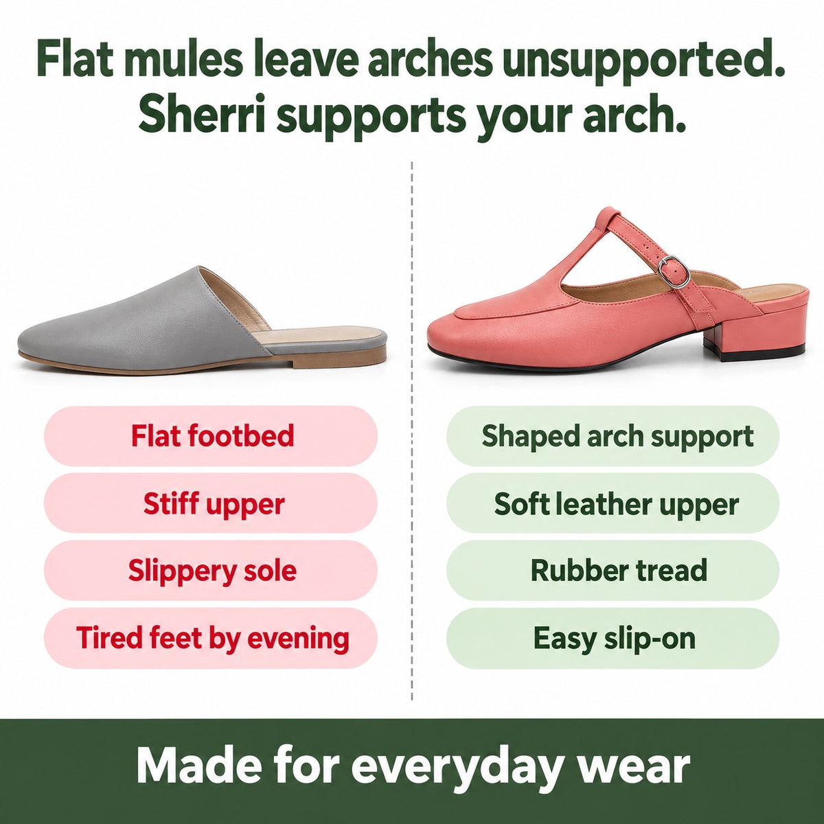 Sherri – Women's Arch Support Shoes, compared with an ordinary shoe