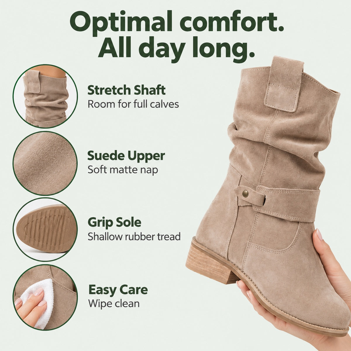 Spencer – Unisex Wide Calf Boots, features