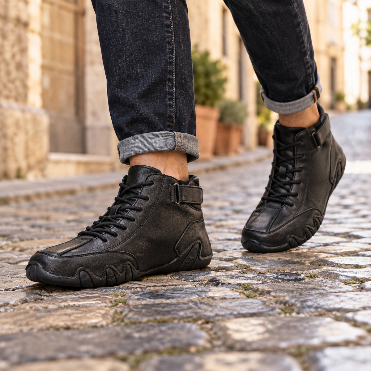 Steve – Men's Wide Toe Box Shoes, worn on a walk