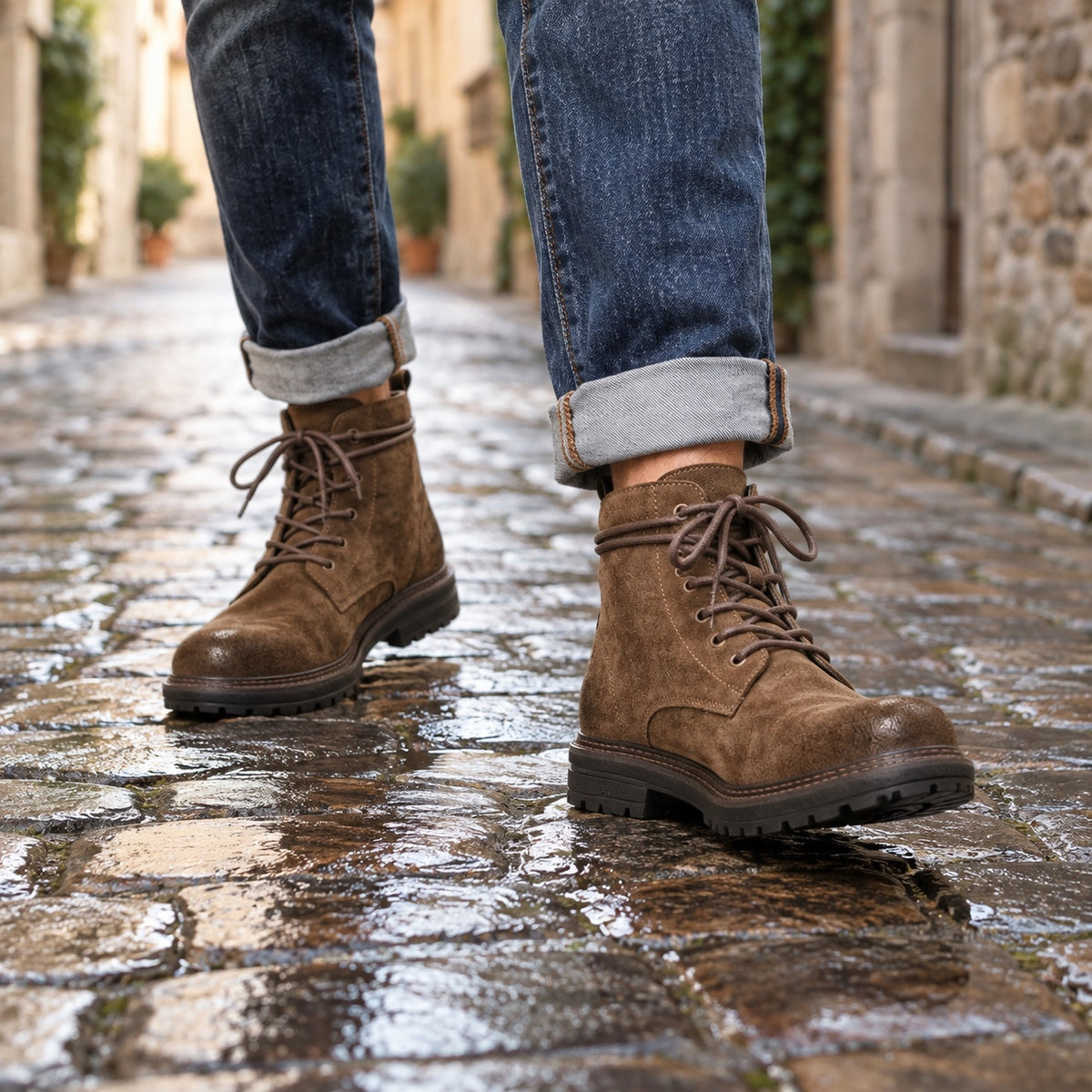 Stuart – Men's Comfort Boots, worn on a walk