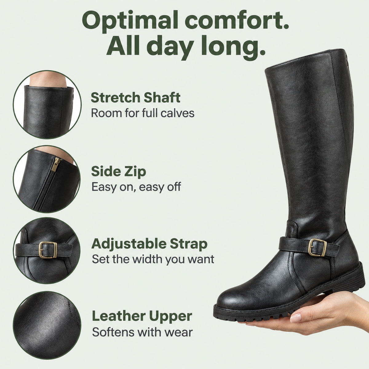 Tabitha – Women's Wide Calf Boots, features