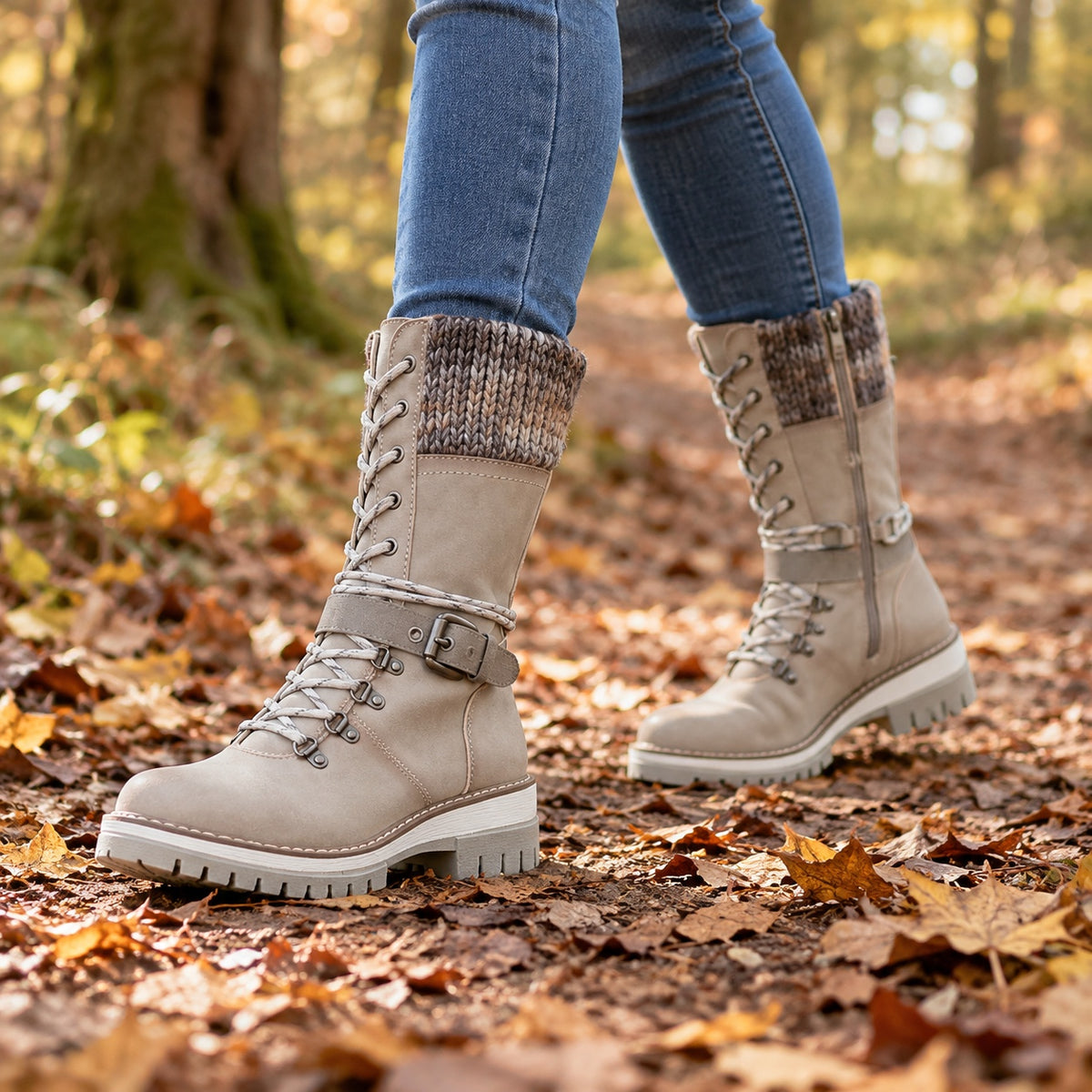 Virginia – Women's Wide Calf Boots, worn on a walk