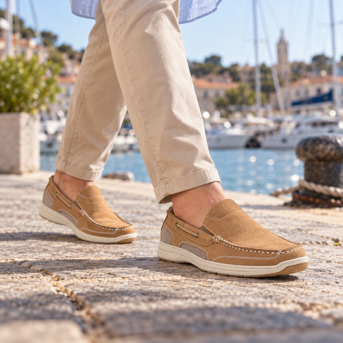 Wayne – Men's Non-Slip Loafers, worn on a walk