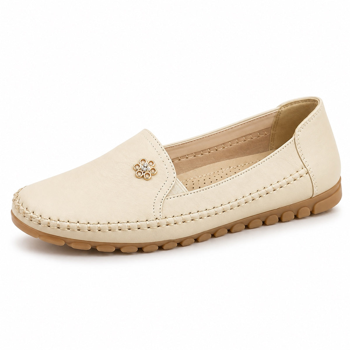 White – Unisex Slip-On Loafers in Beige
