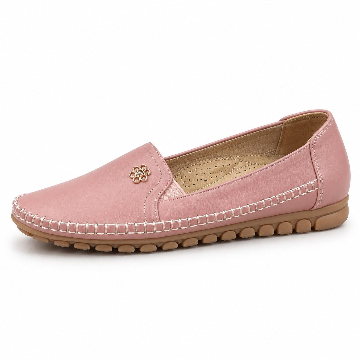 White – Unisex Slip-On Loafers in Pink