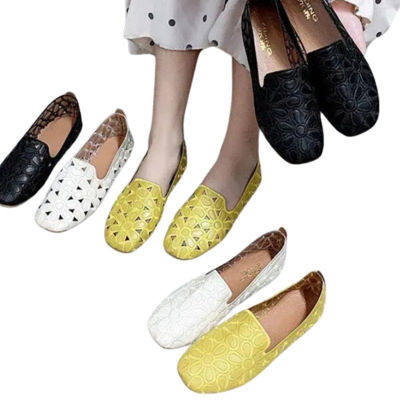 Women's Wide Fit Ballet Flats Embroidered