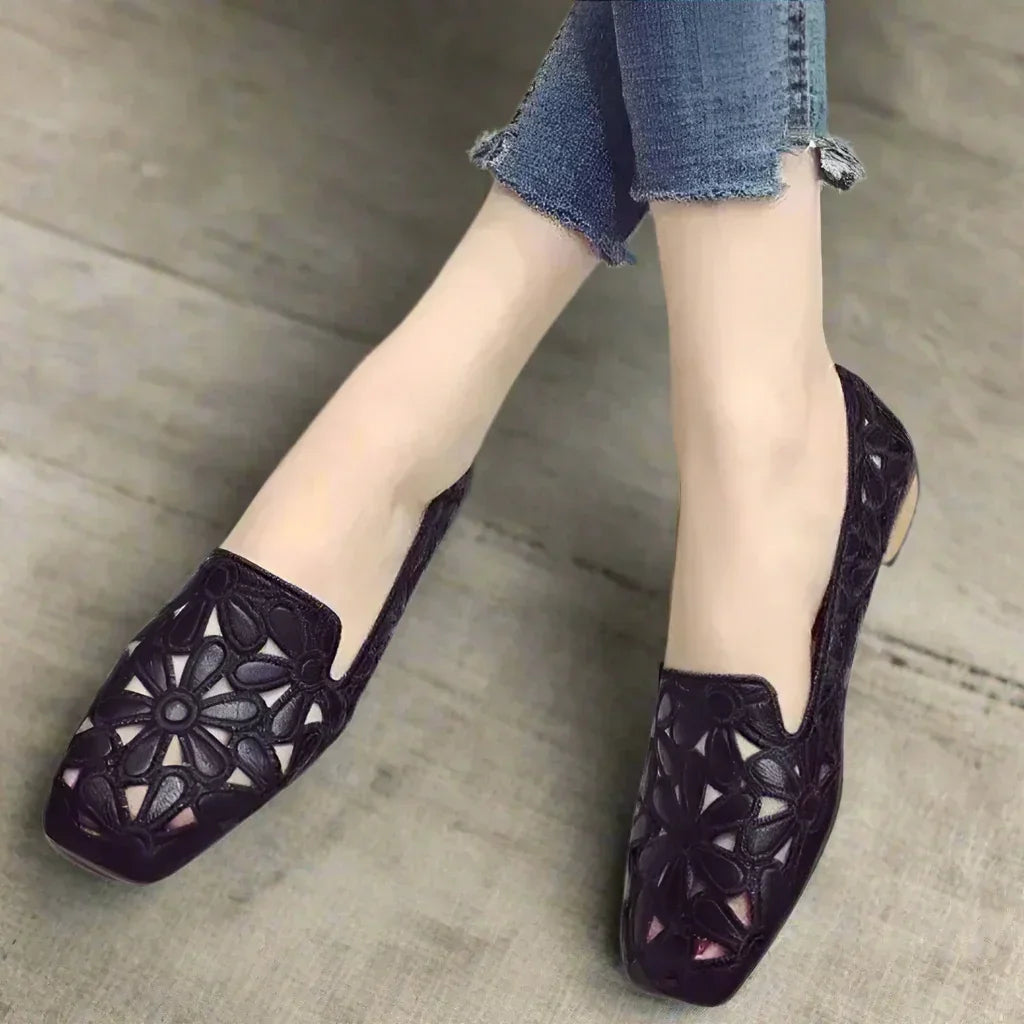 Women's Wide Fit Ballet Flats Embroidered