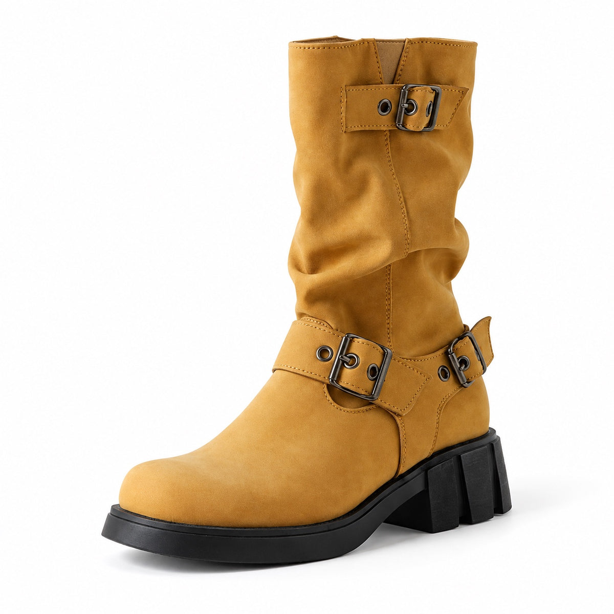 Wright – Unisex Wide Calf Boots in Yellow